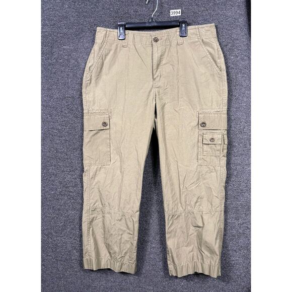 Lauren Jeans Company Ralph Lauren Cargo Capri Utility Pants Womens Size 12 Green - Picture 1 of 9
